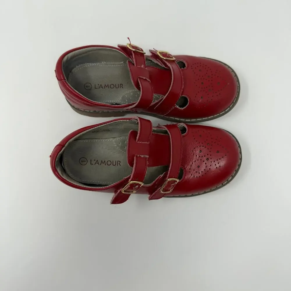 L’Amour Red Leather Mary Jane Shoes Toddler Size 1
